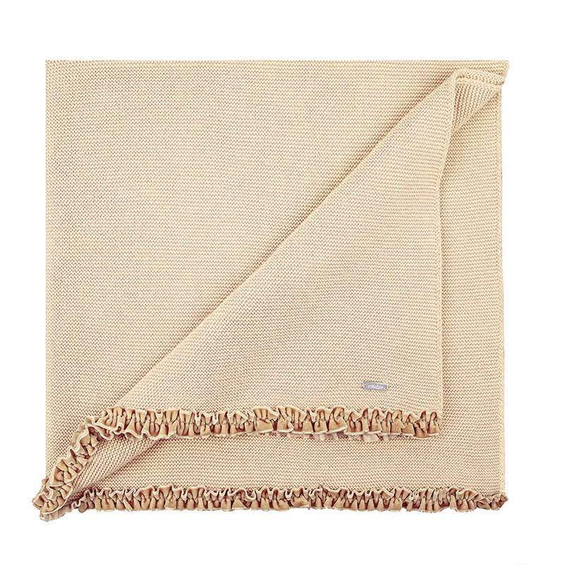 Garter stitch shawl with velvet ruffle LINEN