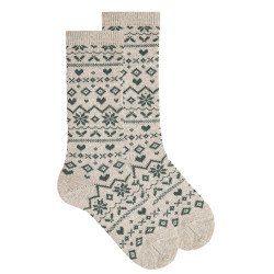 Meias altas lã merino com...