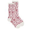 Merino wool-blend knee socks w/bicolourborder BEIGE