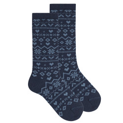 Meias altas lã merino com...