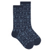 Merino wool-blend knee socks w/bicolourborder NAVY BLUE