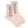 Merino wool-blend socks with floral border NUDE