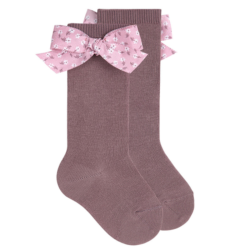 Knee socks with liberty floral bow IRIS