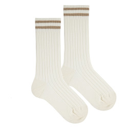 Meias altas caneladas com...