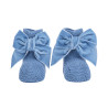 Baby booties with velvet bow FRENCH BLUE
