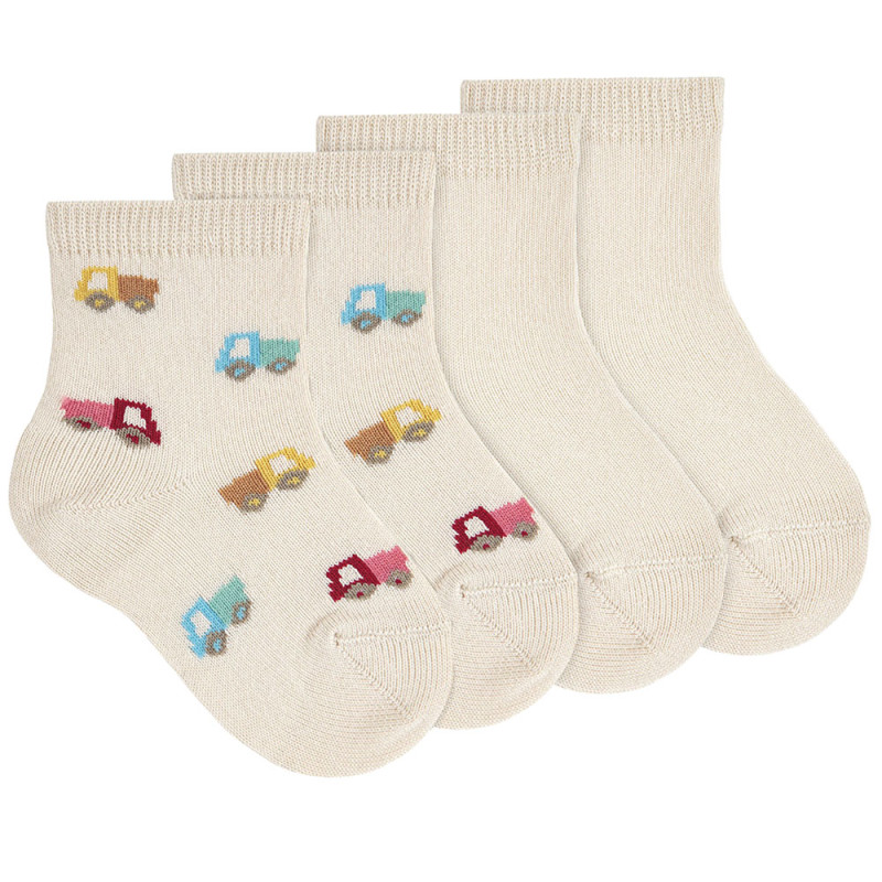 Pack: 1 pair truck + 1 pair plain stitchsocks LINEN