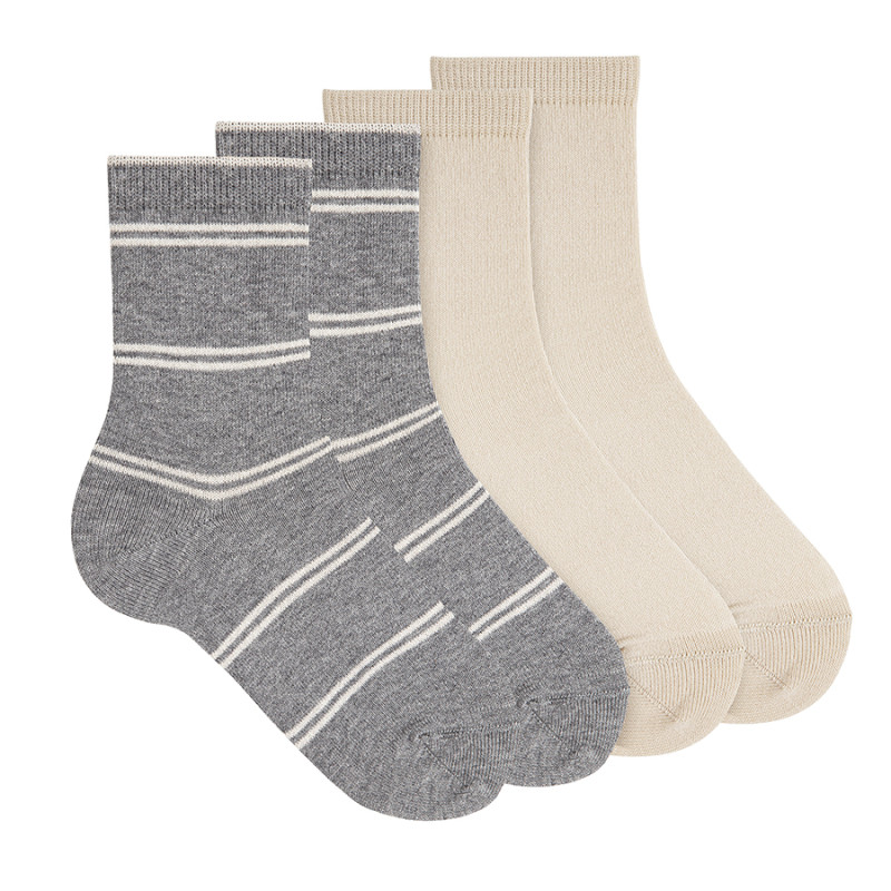 Pack: 1 pair campus + 1 plain stitch socks LIGHT GREY