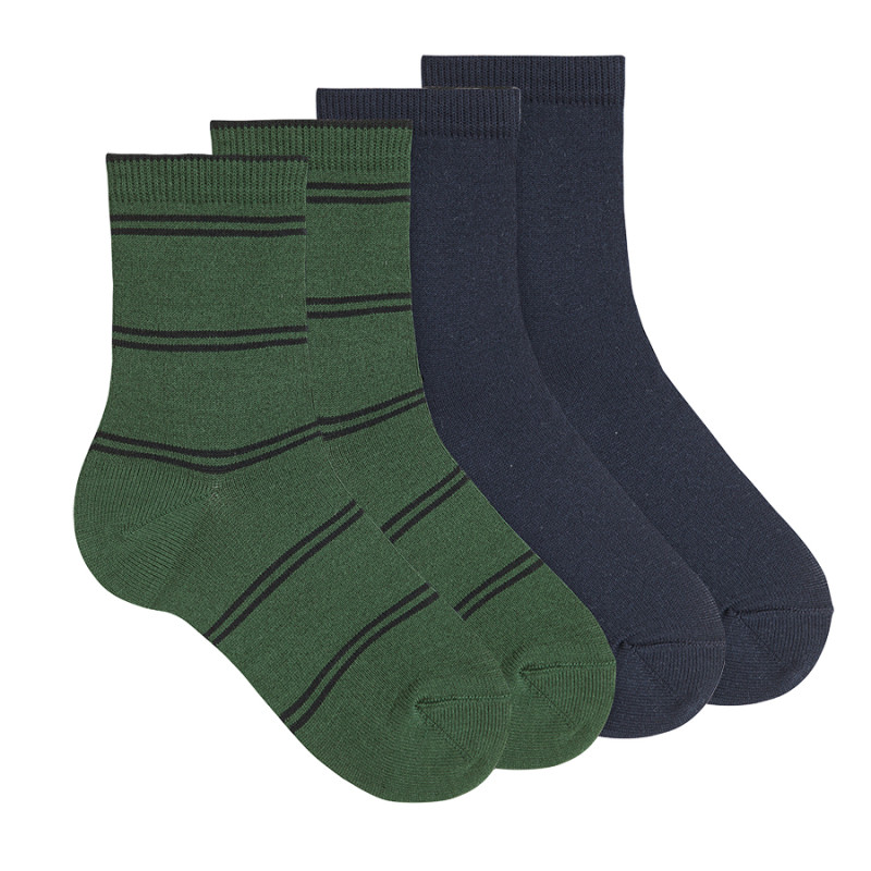 Pack: 1 pair campus + 1 plain stitch socks BOTTLE GREEN