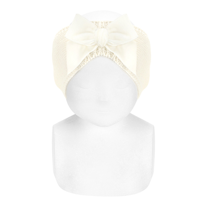Headband with large velvet bow BEIGE