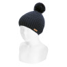 Gorro punto grano de arroz con borla MARINO