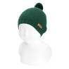Gorro ponto jarreteira com mini borla VERDE GARRAFA