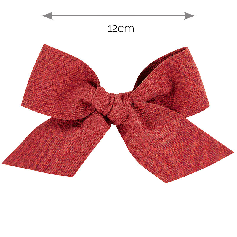 Hair clip with micro-corduroy bow BURGUNDY