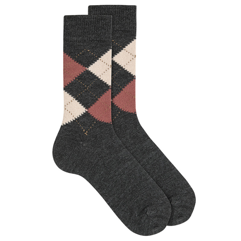 Chaussettes courtes intarsia losange homme ANTHRACITE