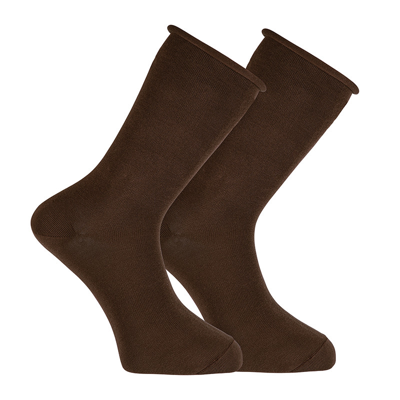 Chaussettes bordure roulé coton homme MARRON