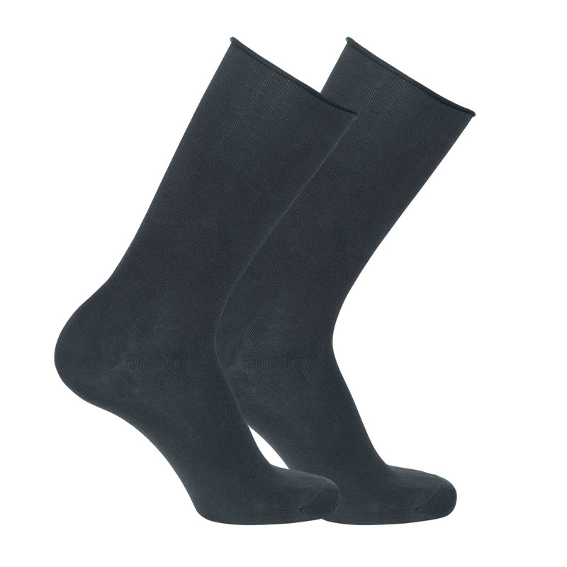 Chaussettes bordure roulé coton homme NOIR