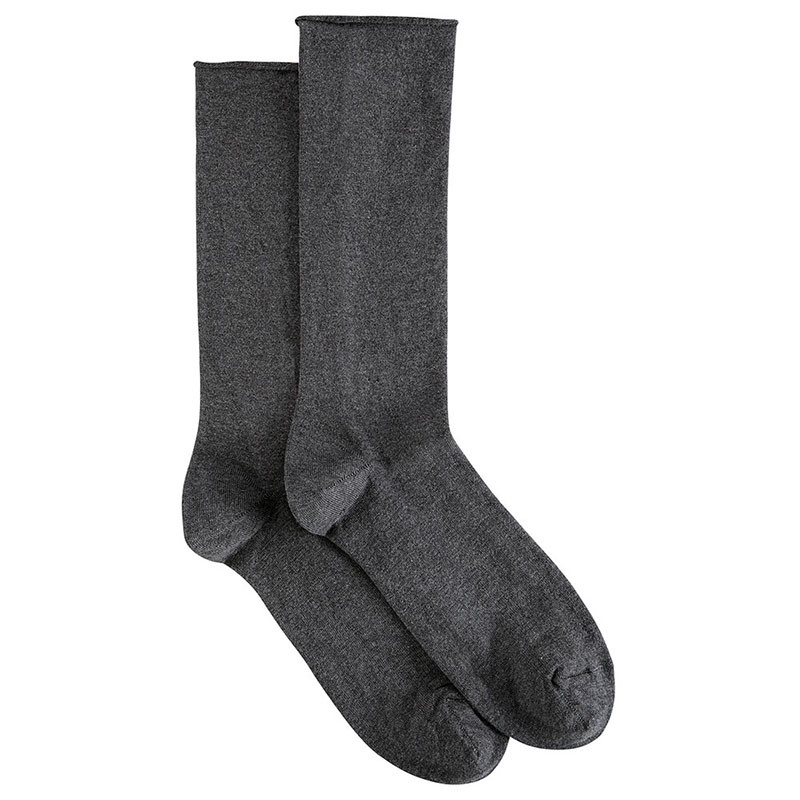Calcetines descanso hombre modal con puño roulé GRIS OSCURO