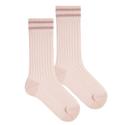 Rib knee woman socks with...