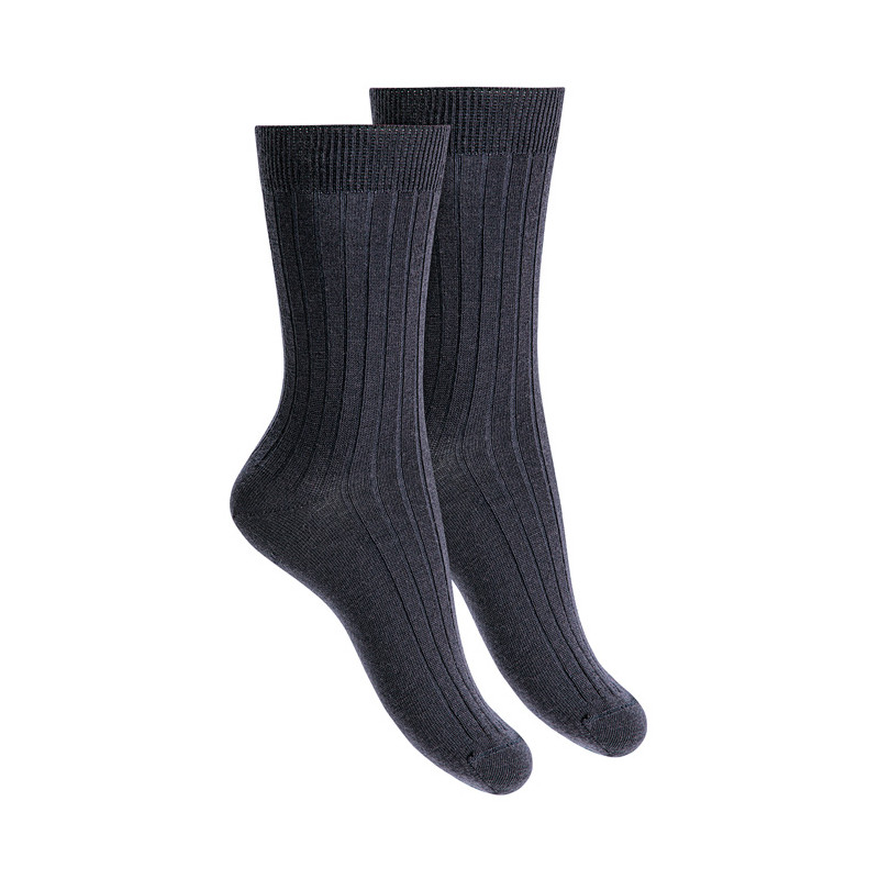 Calcetines mujer canalé lana merino extrafina AZUL OSCURO