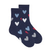 Calcetines mujer mezcla lana merino corazones AZUL MARINO