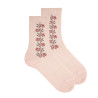 Calcetines mujer mezcla lana merino cenefa flores NUDE