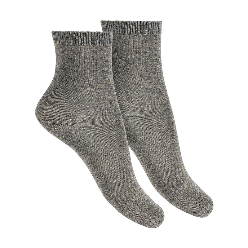 Calcetines cortos mujer hilo brillante GRIS CLARO