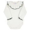 Heart embroidery body with scallop collar and cuff CREA-BOTTLE GREEN