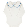 Body brodé coeur à col rond et feston contrasté CREME-BLEU FRANCE