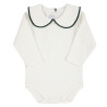 Heart embroidery body with round neck and scallop CREA-BOTTLE GREEN