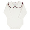 Heart embroidery body with round neck and scallop CREAM/SYRAH