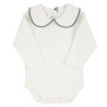Heart embroidery body with round neck and scallop CREAM-LICHEN