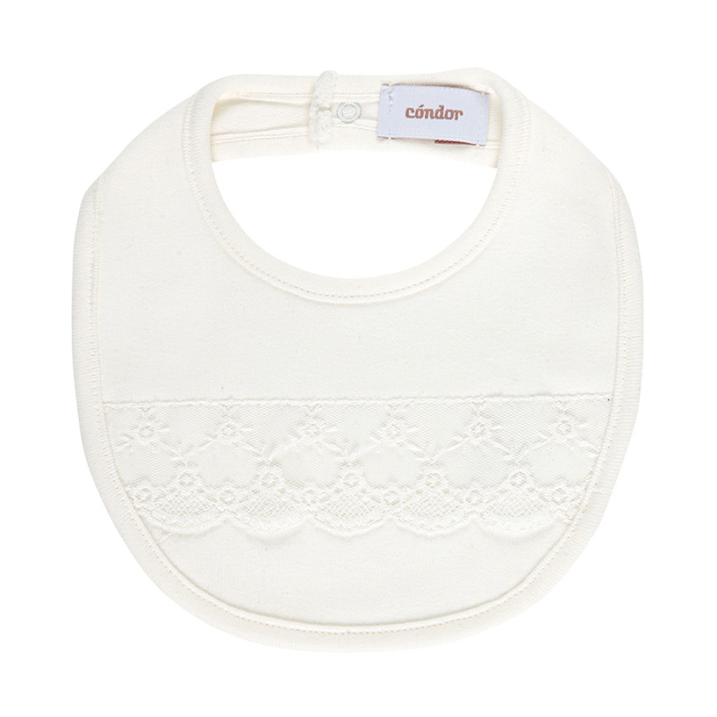 Baby bib with bobbin lace CREAM