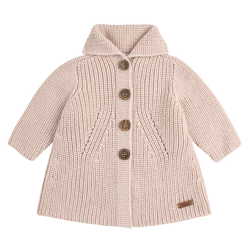 Pearl stitch short coat in merino wool blend NUDE