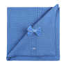 Toquilla punto bobo, trenza y lazo terciopelo AZUL FRANCIA