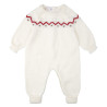 Merino wool blend rompersuit w/border detail BEIGE