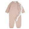 Textured rompersuit with bobbin lace OLD ROSE