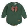 Garter stitch body with christmas vichybow BOTTLE GREEN