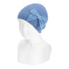 Gorro ponto jarreteira laço grande veludo AZUL FRANÇA