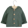 Garter stitch hooded short coat LICHEN GREEN