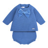 Velvet bow set (sweater + culotte) FRENCH BLUE