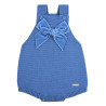 Garter stitch baby rompers with velvet bow FRENCH BLUE