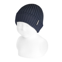 Baby rib knit hat NAVY BLUE