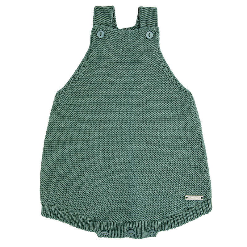 Garter stitch baby rompers LICHEN GREEN