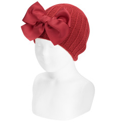 Garter stitch knit hat with...