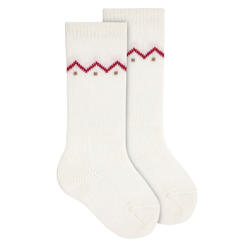 Merino wool-blend knee socks with borderdetail BEIGE
