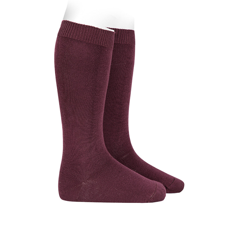 Plain stitch basic knee high socks SYRAH