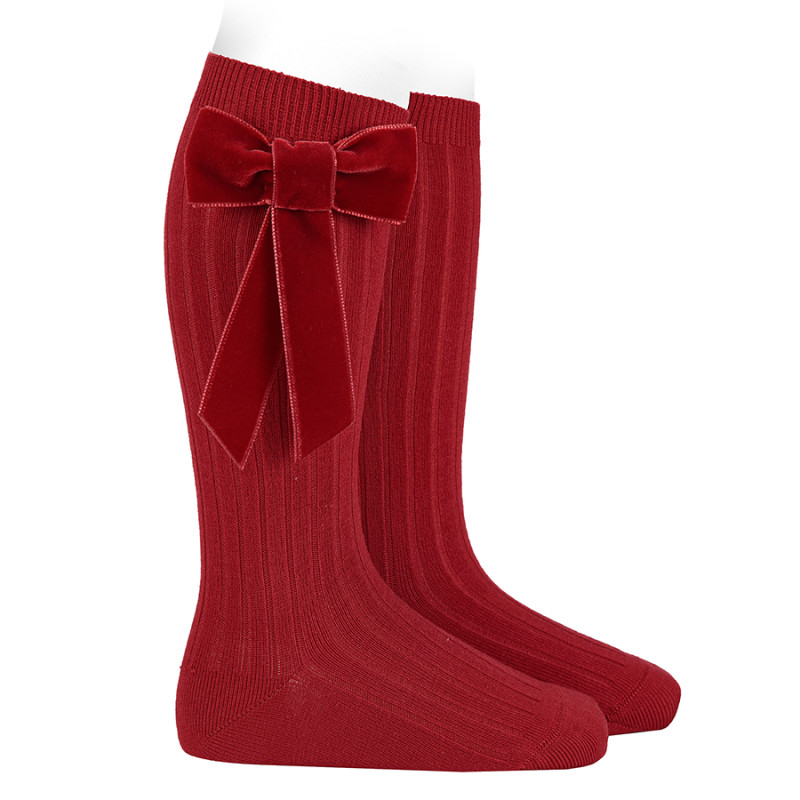Calcetines altos con lazo de terciopelo coquette RED VELVET