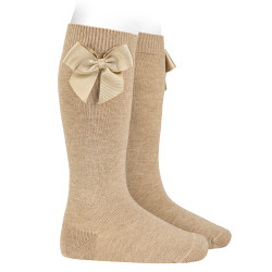 Cotton knee socks with side...