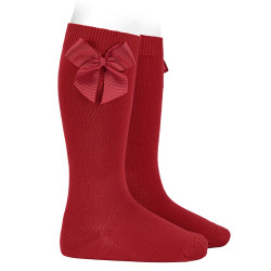 Cotton knee socks with side...