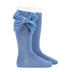 Cotton knee socks with side...