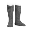 Bright yarn knee socks with rib ANTHRACITE